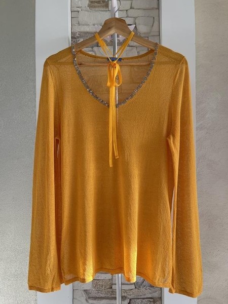 Women Escada Sweater Orange Viscose 36 / S / 44