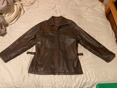 Rare Thick Bomber Fighter Oakwood Classic Wilson Brown Medium Leather Jacket