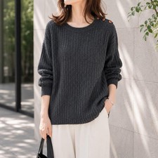 Margaret Howell M Thick Knit Sweater Wool Button Long Sleeve Vintage Fashion