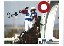 Derek Fox signed photo- Winning the 2017 grand national on one for Arthur 10x8