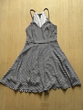 EXPRESS Y2K Women’s Sleeveless Dress Size 2 Black White Striped Fit and Flare