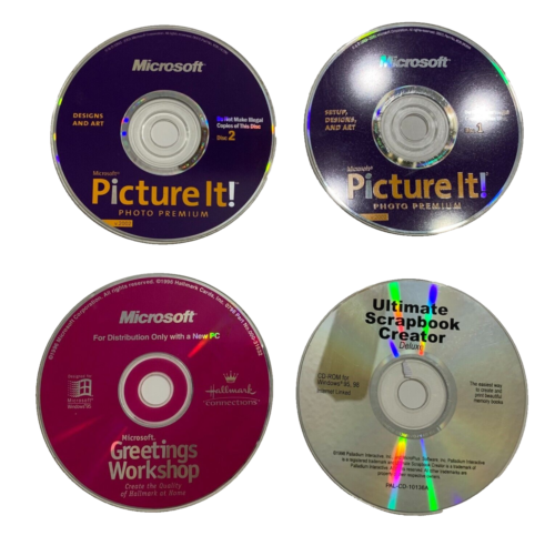 Lot PC Hallmark Greeting Cards Photo Edit Picture It Scrapbook Computer 4 Discs - Picture 1 of 6