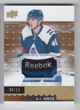 2016-17 UD PREMIER A.J. GREER /12 PATCH ROOKIE REEBOK RC Upper Deck Avalanche