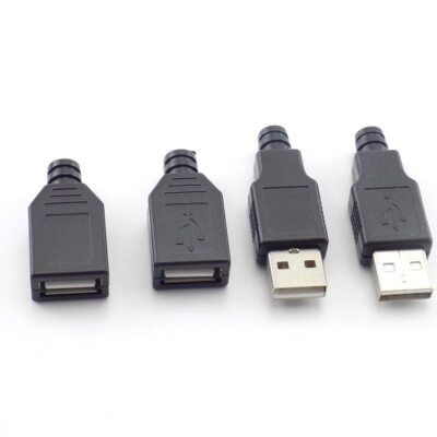 Oiyagai 20-Pack Connettore USB 2.0 Tipo A Maschio – Spina 4 Pin da Saldare con Guscio Protettivo, per Assemblaggio Cavi e Riparazioni Fai-da-te