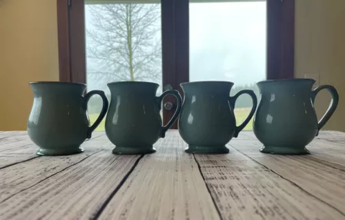 Vintage Denby Regency Green Craftsman Tea / Coffee Mugs x4