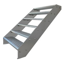 Premium Treppe Verzinkt 6 Stufen 600-1400mm Höhe 1140mm Garten Außentreppe