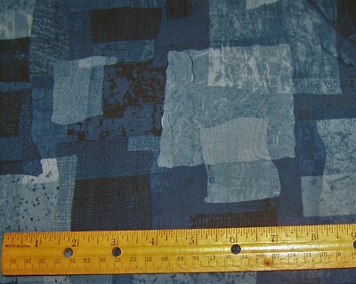 1 yard of Marcus Fabrics SCRAP HEAP SQUARES 100% Cotton Fabric NAVY BLUE