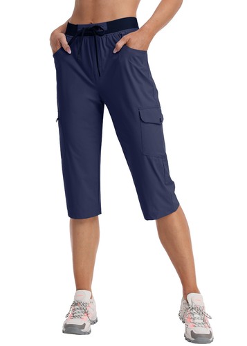 Women Outdoor Hiking Capri Cargo Pant Quick Dry Lightweight Casual Walking Pant - Picture 47 of 96
