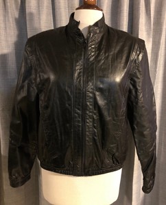 Womens-Vintage-80s-WILSONS-Black-Leather-Punk-Motorcycle-Jacket-Size-16