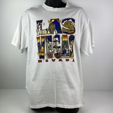 Vintage 1995 Fruit of the Loom Las Vegas Graphic T-Shirt Mens XL White/Gold