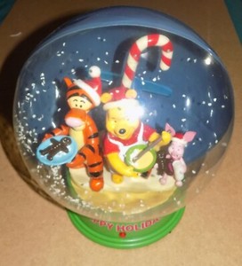 Winnie the Pooh, Tigger & Roo Snow Globe Plays the Song "Tis The Season" Plastic