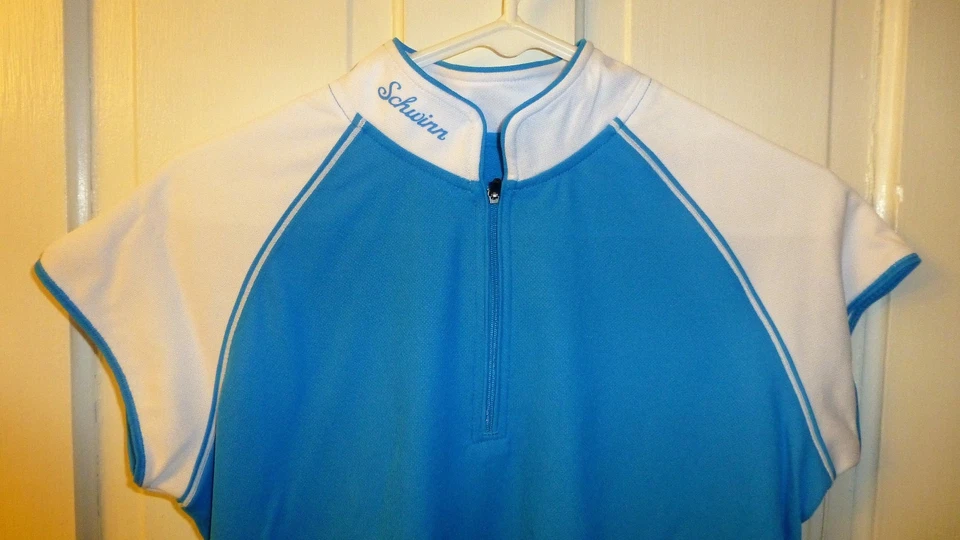 MEDIANO Para mujeres Schwinn Pro Azul Blanco Ciclismo Jersey Bolsas con Cremallera Bicicleta Bicicleta Foto 3 de 4