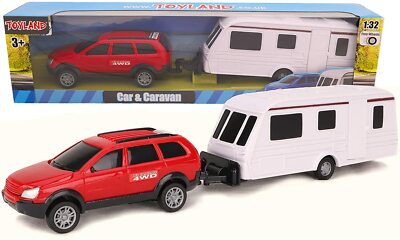 Toyland  Auto & Wohnwagen Set zum Mitziehen - Maßstab 1:32 - rot (BT40-ROT)