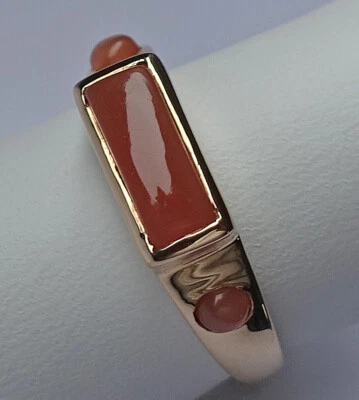 Orange Mondstein Ring aus 375 9kt. Gold Ring mit Mondsteine Edelstein ♦️ 8111 ♦️ - Bild 1 von 4