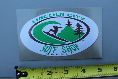 Lincoln City Surf Shop Oregon Green Trees Longboard OG V71A Vintage Surf STICKER