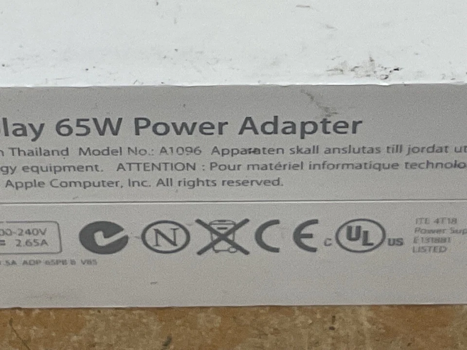 Apple A1096 Cinema Display Power Supply Adapter 65W Monitor Cable - Image 2 of 4