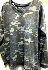 Soft &Cozy Company, Blue Cammo, Medium, long sleeve casual top - NEW