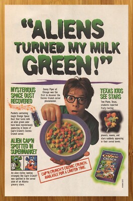 1999 Cap'n Crunch Cozmic Crunch Cereal Print Ad/Poster Alien Retro 90s ...