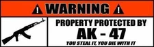 AK47 Decal Funny Warning Stickers Property Protected by  2 PACK 011