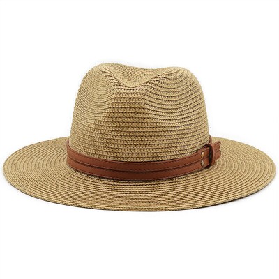 Herren Damen Fedora Strand Reise Sonnenhut Knautschbarer Stroh Panama Stil  K3E5