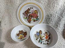 Vintage Oneida Deluxe Goldilocks and the 3 Bears Melamine Bowl Plate set of 3