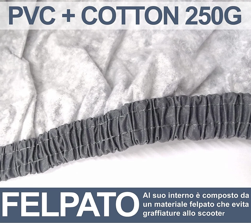 TELO COPRIMOTO FELPATO IMPERMEABILE SCOOTER PVC VARIE TAGLIE UNIVERSALE MOTO - Immagine 4 di 4