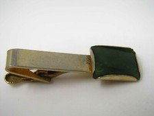 Green Stone Tie Bar Clip for Men Vintage 