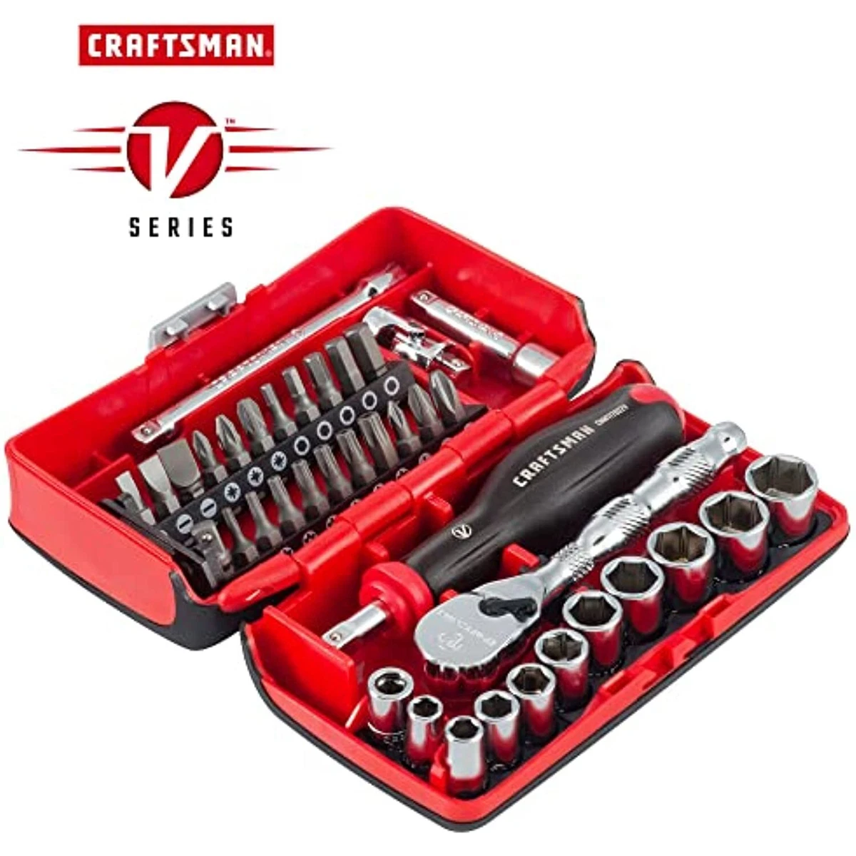 CRAFTSMAN V SERIES Socket Set Shallow MM 1 4 Inch Drive 38 Piece CMMT45751V