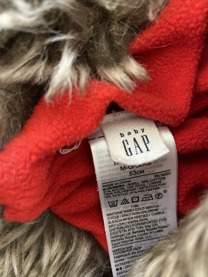 Baby Gap M/L 53 cm Trapper Hat Red and Black Faux Fur Ears - Image 2 of 3