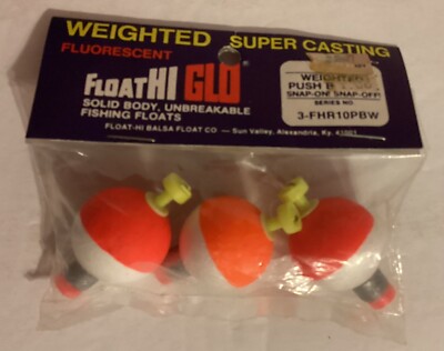 Vintage 3 Pack HiGlo Fluorescent Weighted Super Casting Fishing Floats Snap On
