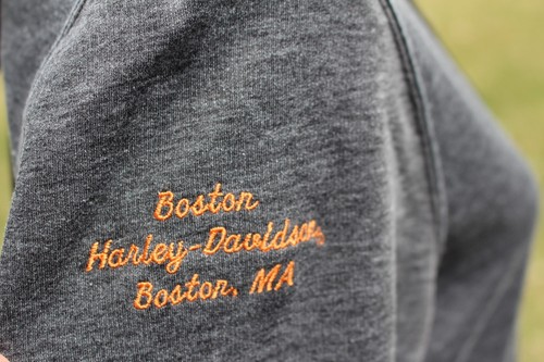 Boston MA Harley Davidson Women's Full Zip-Up Hoodie Distressed Gray NWT New $76 - Picture 3 of 16