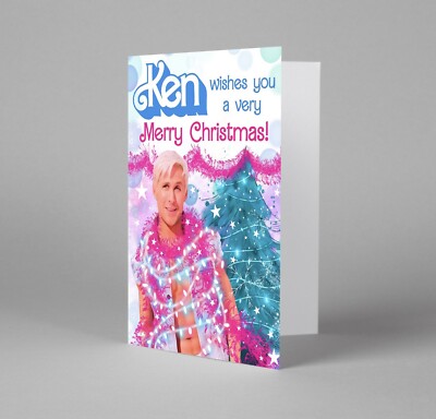 Barbie Weihnachtskarte, Barbie Movie Ryan Gosling Ken Xmas Card Margot Robbie Art