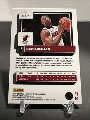 【A83】 NBA カード Bam Adebayo RC optic 99シリ 2022-23 PANINI DONRUSS OPTIC BAM ADEBAYO SILVER HOLO PRIZM #174