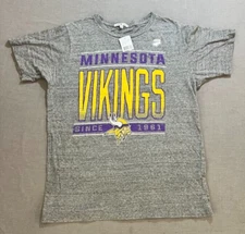 Minnesota Vikings Junk Food Shirt Mens Large Gray Pullover Short Sleeve Tee.