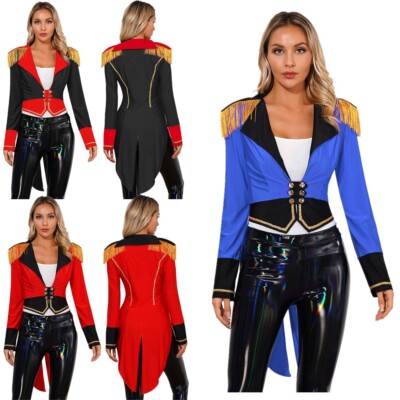 Women's Blazer Vintage Jackets Halloween Swallowtail Coat Circus Tailcoat Party