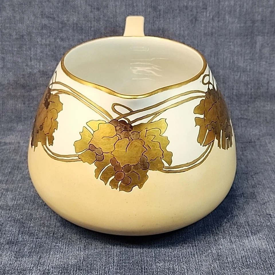 Jarra de sidra Thun Art Deco pintada a mano hojas doradas y 6 tazas checas años 20 s-1B Foto 3 de 4