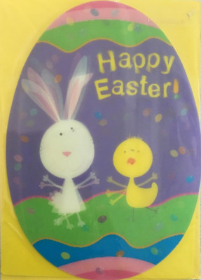 Papyrus- Easter- KID- Lenticular Egg- Bunny & Chick Dance When Card Is Tilted