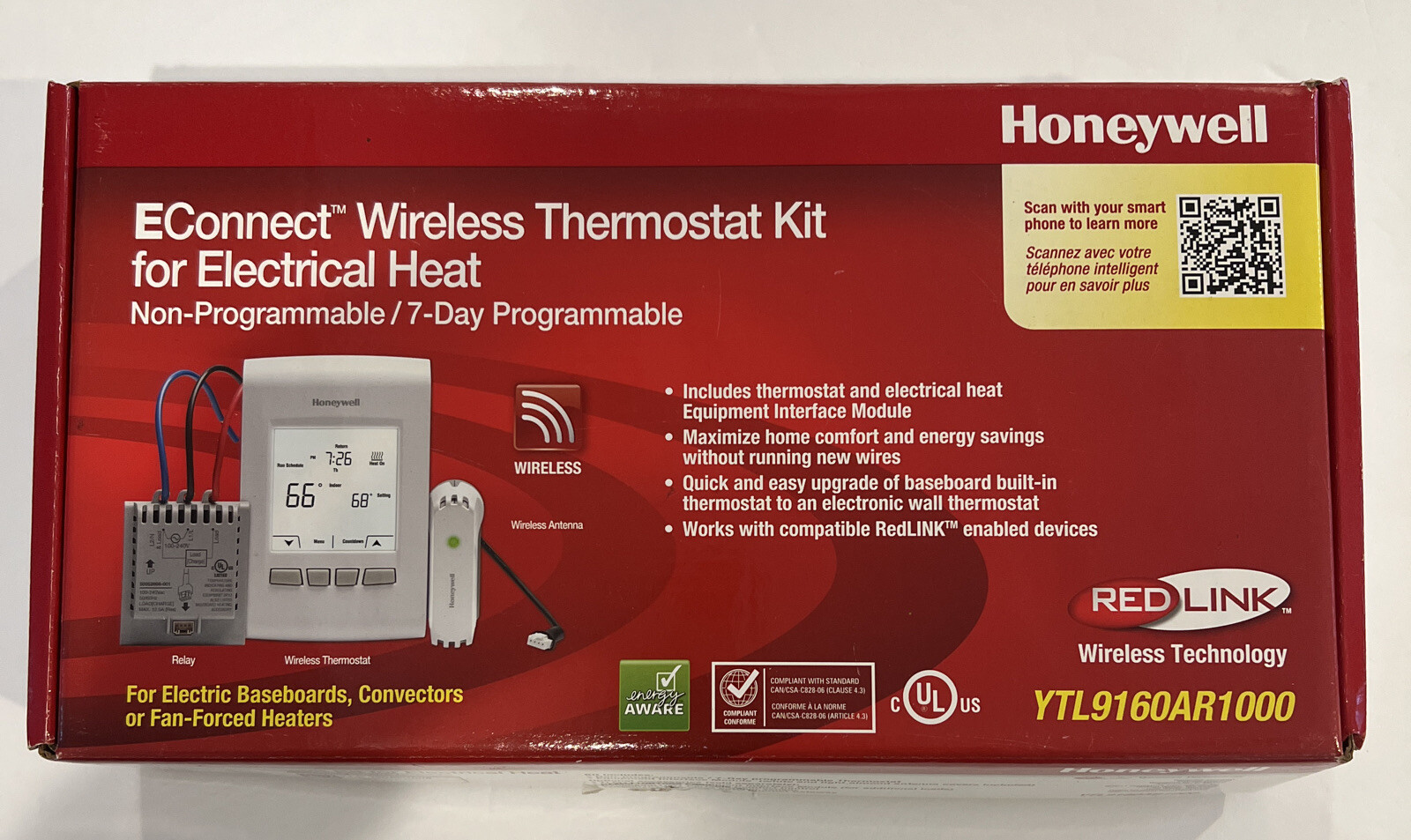 NEW Honeywell YTL9160AR1000 Wireless Thermostat Kit Electric Heat