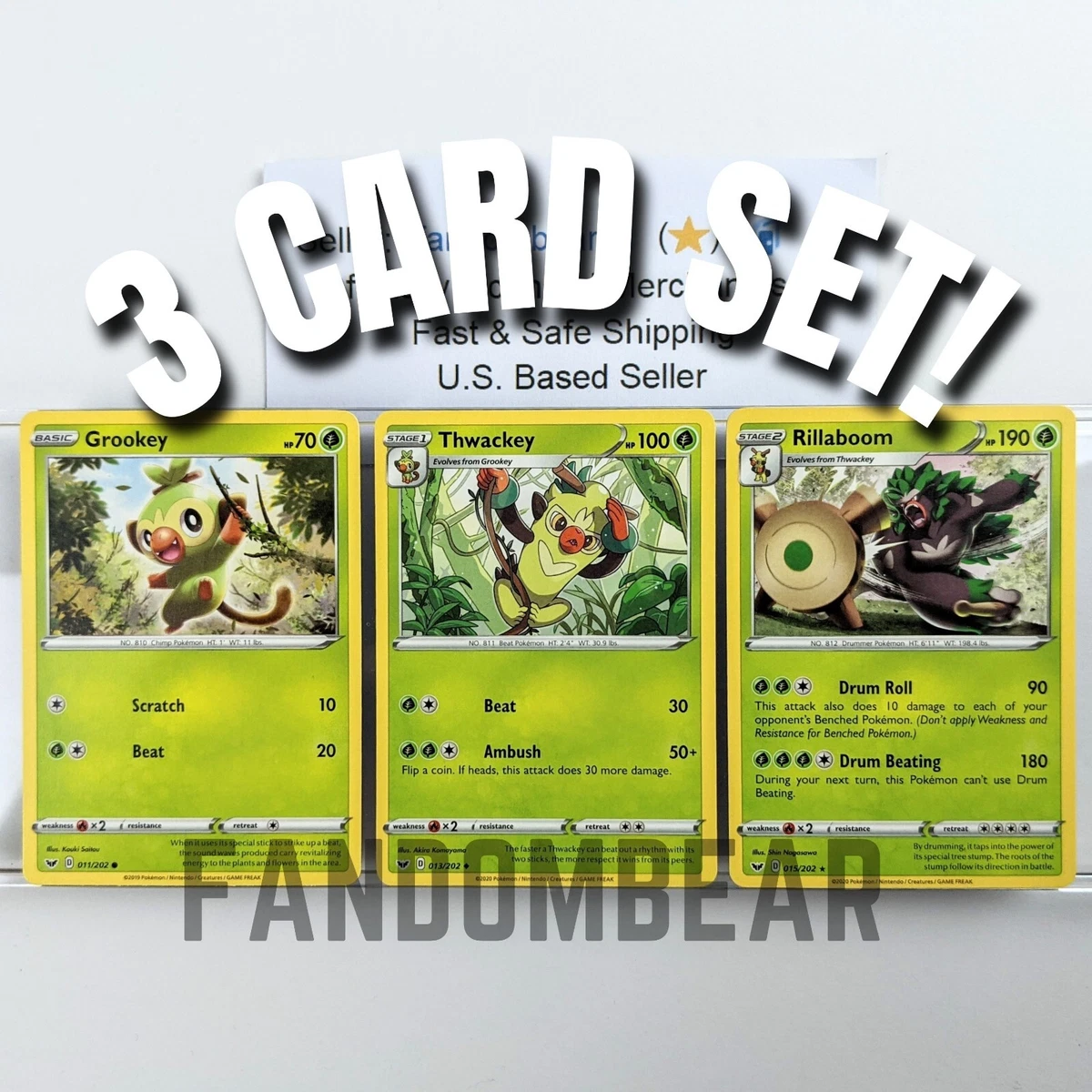 Kit Carta Pokémon Rillaboom Thwackey Grookey Espada Escudo