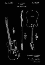 FenderGuitar black patent print A4 Vintage