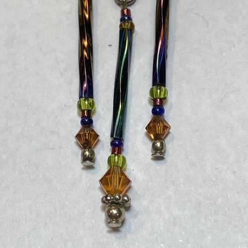 ONE OF A KIND DICHROIC INFUSED FOILED ART GLASS PIN PENDANT METALLIC CABOCHON - Picture 2 of 17