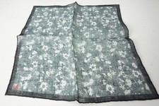 Isaia Dark Gray White Dainty Floral 100 Linen Pocket Square Italy New