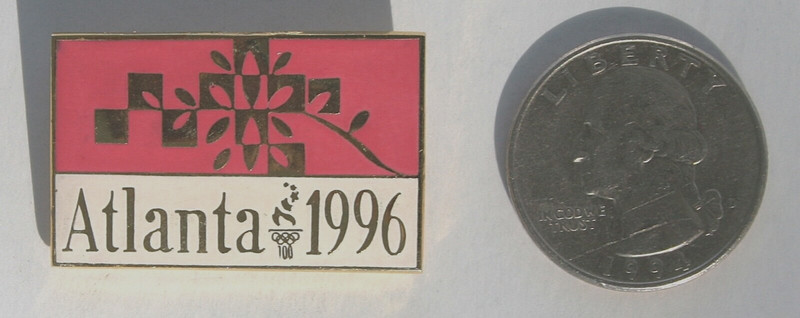 ATLANTA 1996  PINK & GOLD OLYMPIC BADGE / PIN