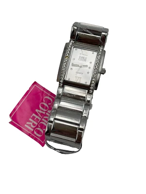 Orologio ENRICO COVERI QUARZO donna strass bracciale ACCIAIO RETTANGOLARE BIANCO
