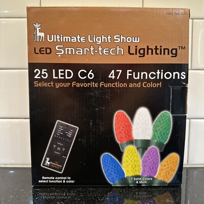 Santa's Best 25 LED C6 Lights 47 Functions Christmas Holiday Lightshow w/ Remote