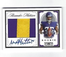 Alexander Mattison 2019 Panini Nat Treasures RC Auto. / Mat Card,# CRS-AM, 78/99