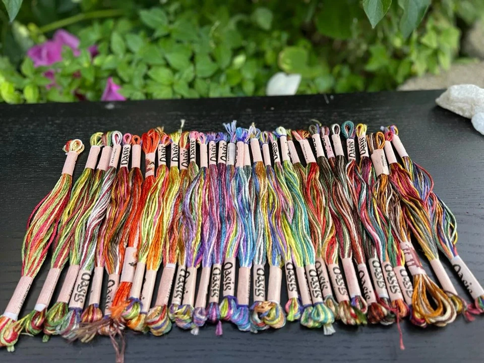 30 VARIEGATED SILK RAYON CROSS STITCH EMBROIDERY THREADS LOT COLORFUL EMBROIDERY - Image 2 of 4