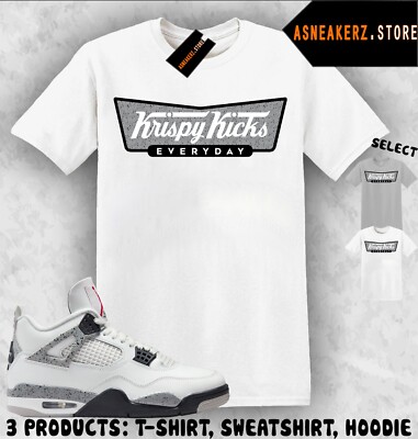 Tee Shirt Matching AJ 4 White Cement 2025 To Match Sneaker Krispy Kicks T-Shirt