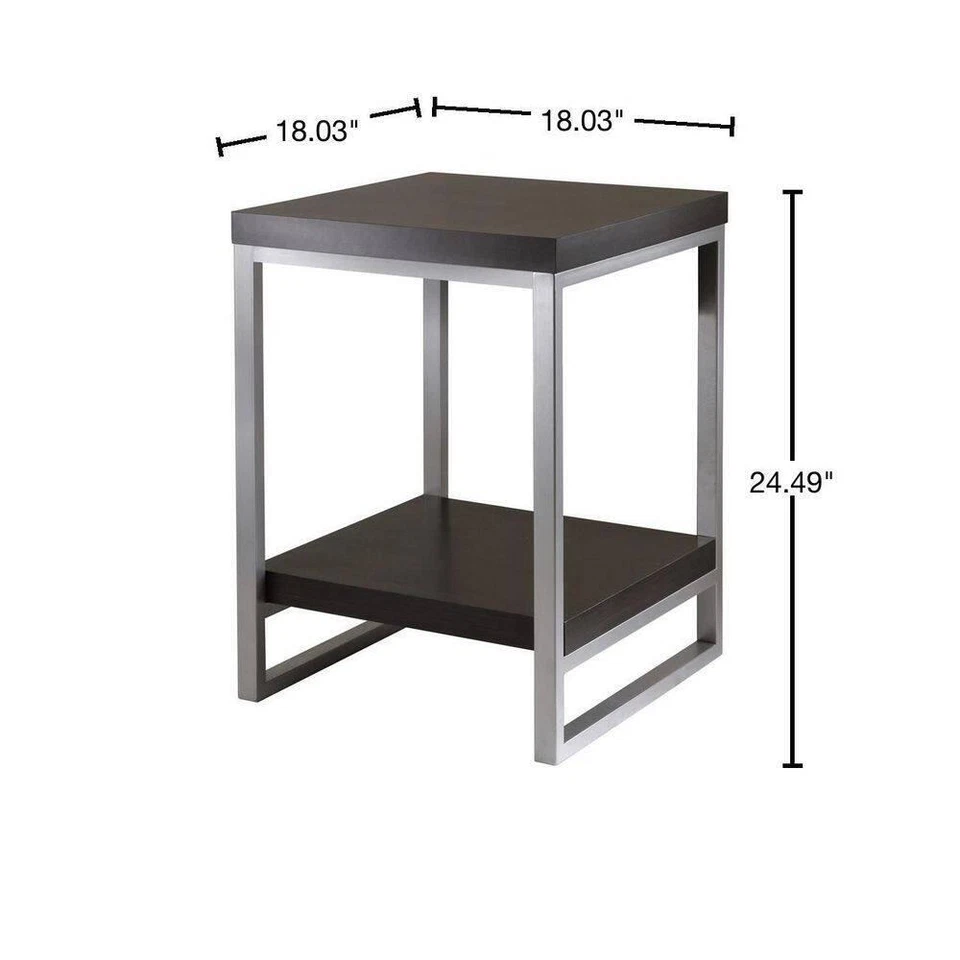 Winsome End Table 18.03" x 24.49" Durable Sturdy Metal Frame Wood in Espresso - Image 4 of 4