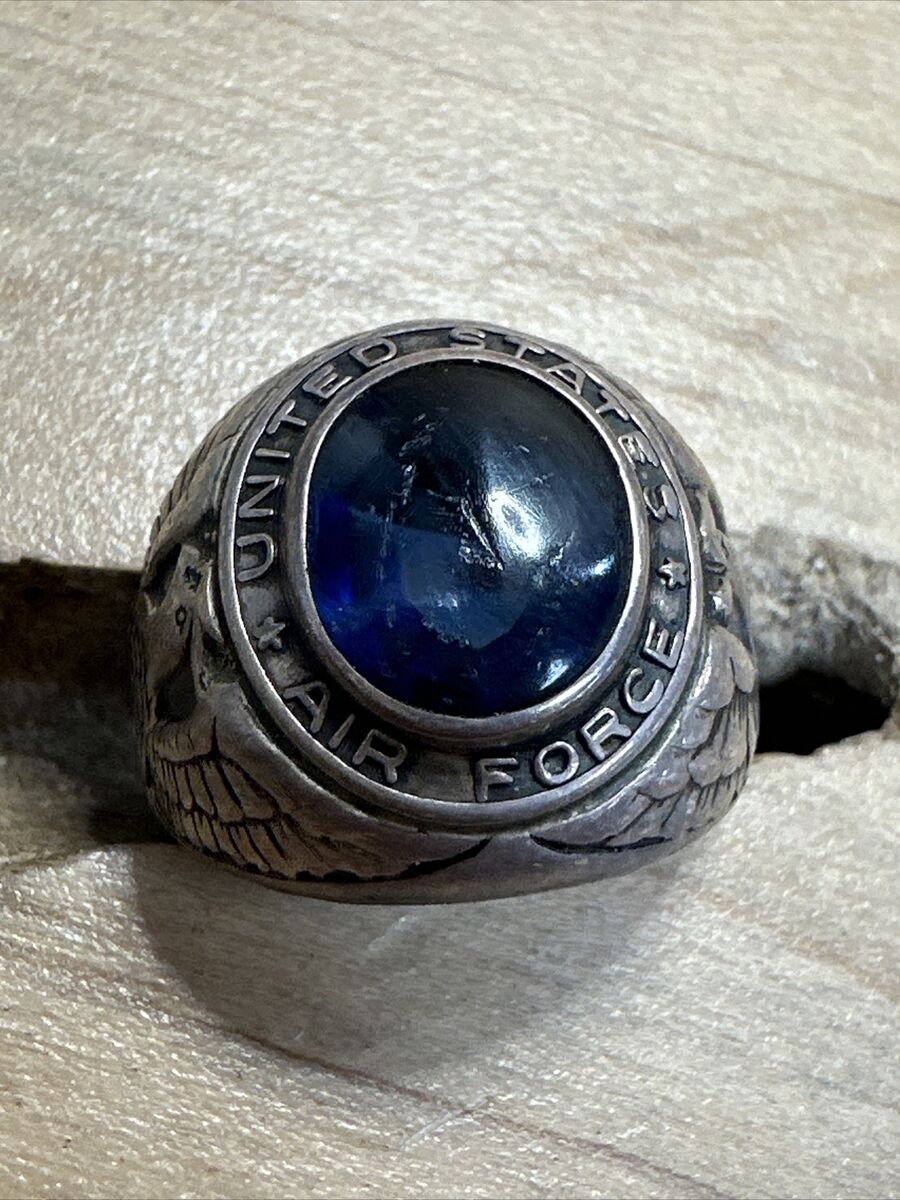 Vintage US Air Force Sterling Silver Men's Ring w Blue Stone Vintage US Air Force Sterling Silver Men's Ring w Blue Stone